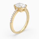Oval Classic Basket Pavé Solitaire in 14K Yellow Gold angled