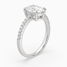 Oval Classic Basket Pavé Solitaire in 18K White Gold angled