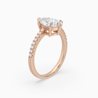 Pear Classic Basket Pavé Solitaire in 14K Rose Gold angled