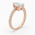 Pear Classic Basket Pavé Solitaire in 14K Rose Gold angled
