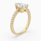 Pear Classic Basket Pavé Solitaire in 18K Yellow Gold angled
