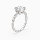Round Classic Basket Pavé Solitaire in 14K White Gold angled