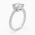 Round Classic Basket Pavé Solitaire in 14K White Gold angled