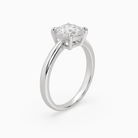 Cushion Classic Basket Plain Solitaire in 18K White Gold angled
