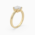 Cushion Classic Basket Plain Solitaire in 18K Yellow Gold angled