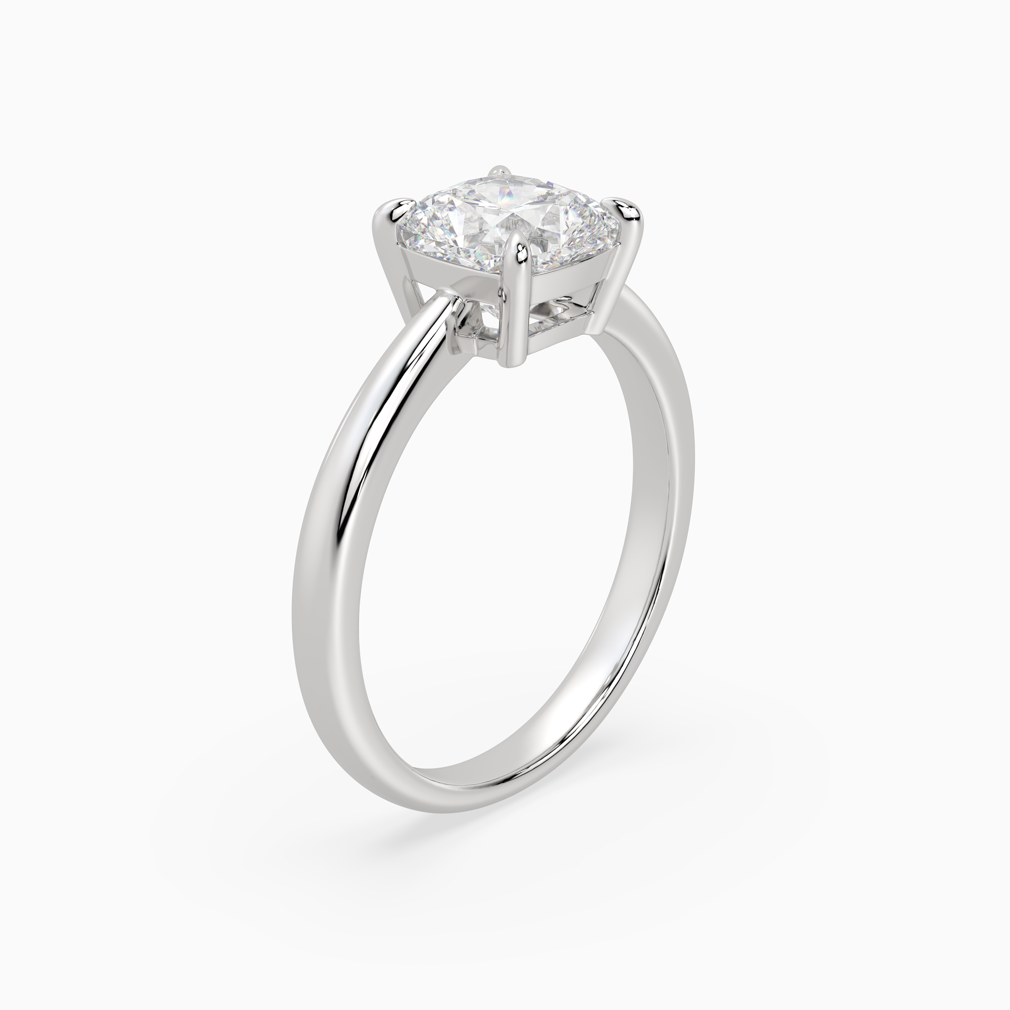 Cushion Classic Basket Plain Solitaire in Platinum angled