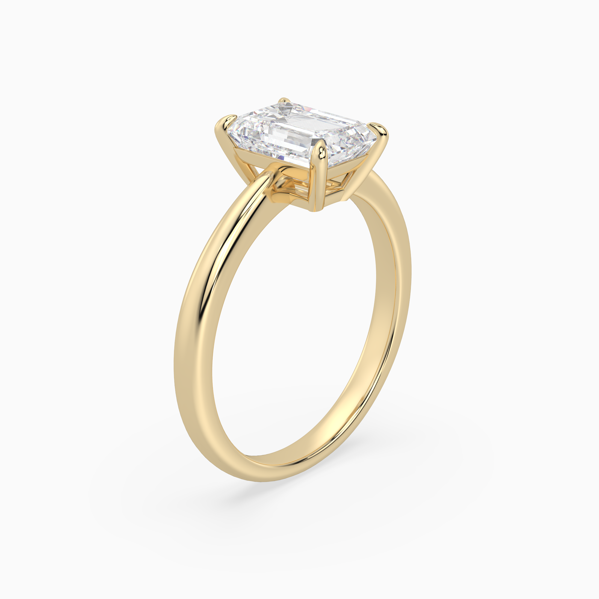 Emerald Classic Basket Plain Solitaire in 18K Yellow Gold angled