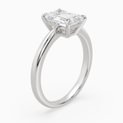 Emerald Classic Basket Plain Solitaire in Platinum angled