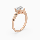 Heart Classic Basket Plain Solitaire in 14K Rose Gold angled