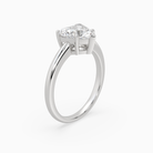 Heart Classic Basket Plain Solitaire in 18K White Gold angled