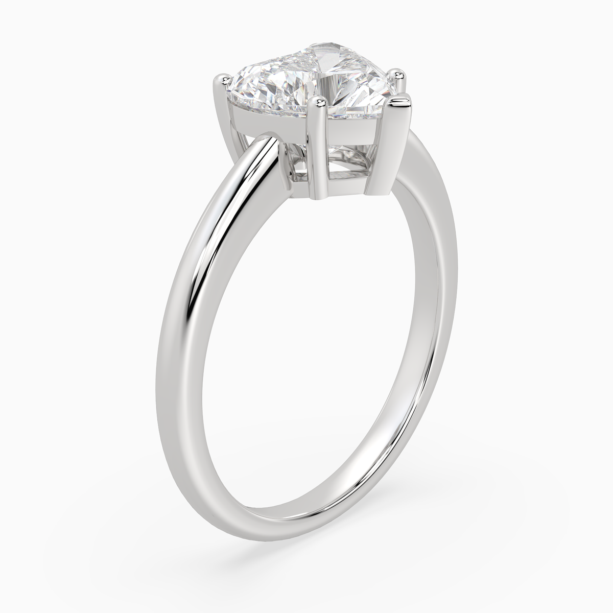 Heart Classic Basket Plain Solitaire in Platinum angled
