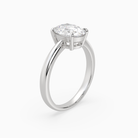 Oval Classic Basket Plain Solitaire in 14K White Gold angled