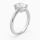 Oval Classic Basket Plain Solitaire in 14K White Gold angled