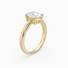 Oval Classic Basket Plain Solitaire in 14K Yellow Gold angled