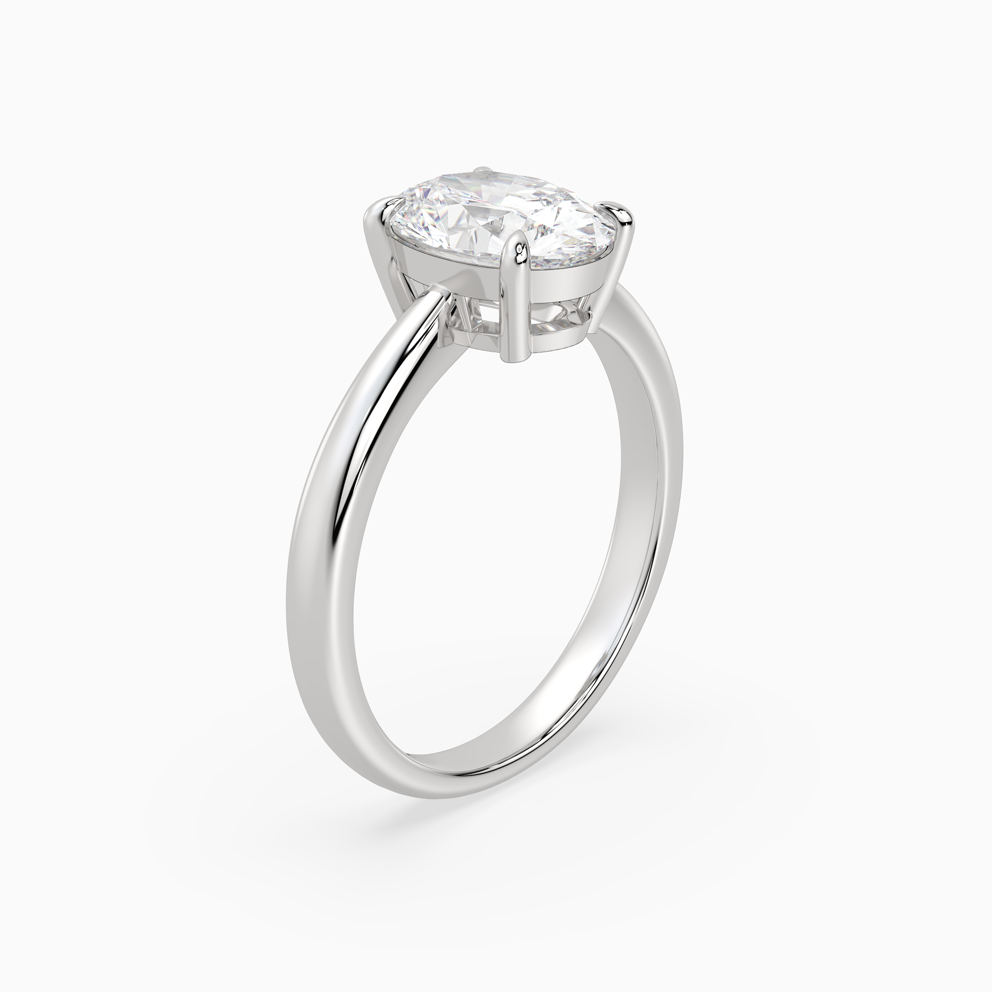 Oval Classic Basket Plain Solitaire in Platinum angled