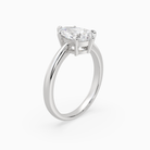 Pear Classic Basket Plain Solitaire in 14K White Gold angled
