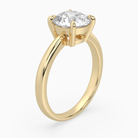 Round Classic Basket Plain Solitaire in 14K Yellow Gold angled