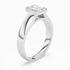 Emerald Wide Tapered Bezel Solitaire in 14K White Gold angled