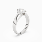 Oval Wide Tapered Bezel Solitaire in Platinum angled