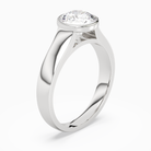 Round Wide Tapered Bezel Solitaire in 14K White Gold angled