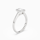 Emerald Medium Tapered Bezel Solitaire in 18K White Gold angled