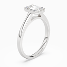 Emerald Medium Tapered Bezel Solitaire in 18K White Gold angled