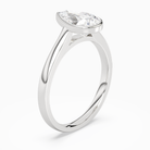 Pear Medium Tapered Bezel Solitaire in Platinum angled