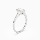 Emerald Slim Tapered Bezel Solitaire in 14K White Gold angled