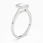 Emerald Slim Tapered Bezel Solitaire in 14K White Gold angled