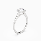 Round Slim Tapered Bezel Solitaire in 14K White Gold angled
