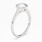 Round Slim Tapered Bezel Solitaire in 14K White Gold angled