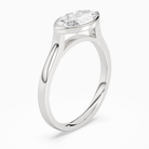 Marquise East-West Bezel Solitaire in 18K White Gold angled