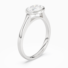 Oval East-West Bezel Solitaire in 14K White Gold angled