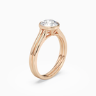 Round Stacked Band Bezel Solitaire in 14K Rose Gold angled