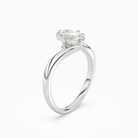 Emerald Open Bypass Solitaire in 14K White Gold angled