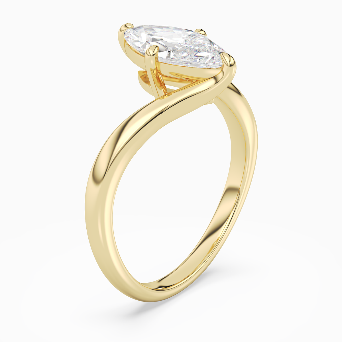 Marquise Open Bypass Solitaire in 14K Yellow Gold angled