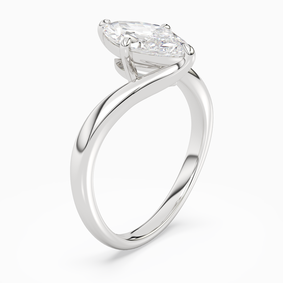 Marquise Open Bypass Solitaire in Platinum angled