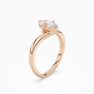 Oval Open Bypass Solitaire in 14K Rose Gold angled