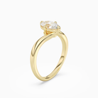 Oval Open Bypass Solitaire in 14K Yellow Gold angled