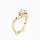 Pear Soft Bypass Solitaire in 18K Yellow Gold angled