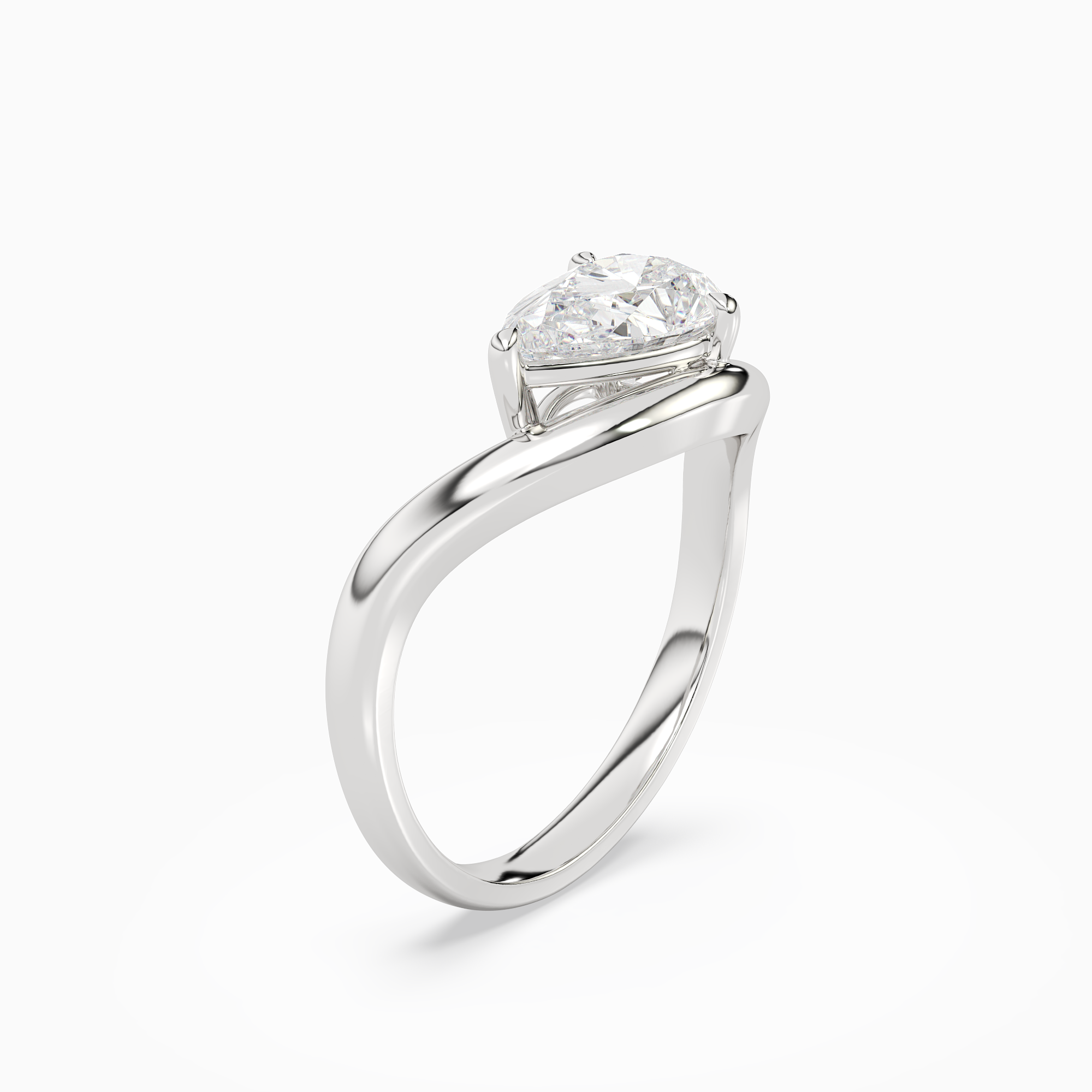 Pear Soft Bypass Solitaire in Platinum angled