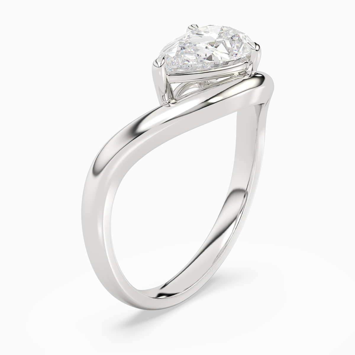 Pear Soft Bypass Solitaire in Platinum angled