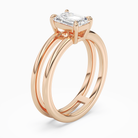 Emerald Open Double Shank Solitaire in 14K Rose Gold angled