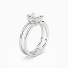 Emerald Open Double Shank Solitaire in 18K White Gold angled