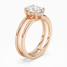 Oval Open Double Shank Solitaire in 14K Rose Gold angled
