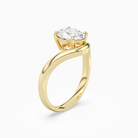Oval V-Frame Solitaire in 14K Yellow Gold angled