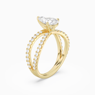 Pear Split Pavé Bypass Solitaire in 18K Yellow Gold angled