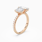 Emerald & Pear Accented Toi Et Moi in 14K Rose Gold angled