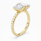 Emerald & Pear Accented Toi Et Moi in 14K Yellow Gold angled
