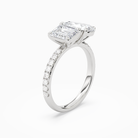 Emerald & Pear Accented Toi Et Moi in 18K White Gold angled